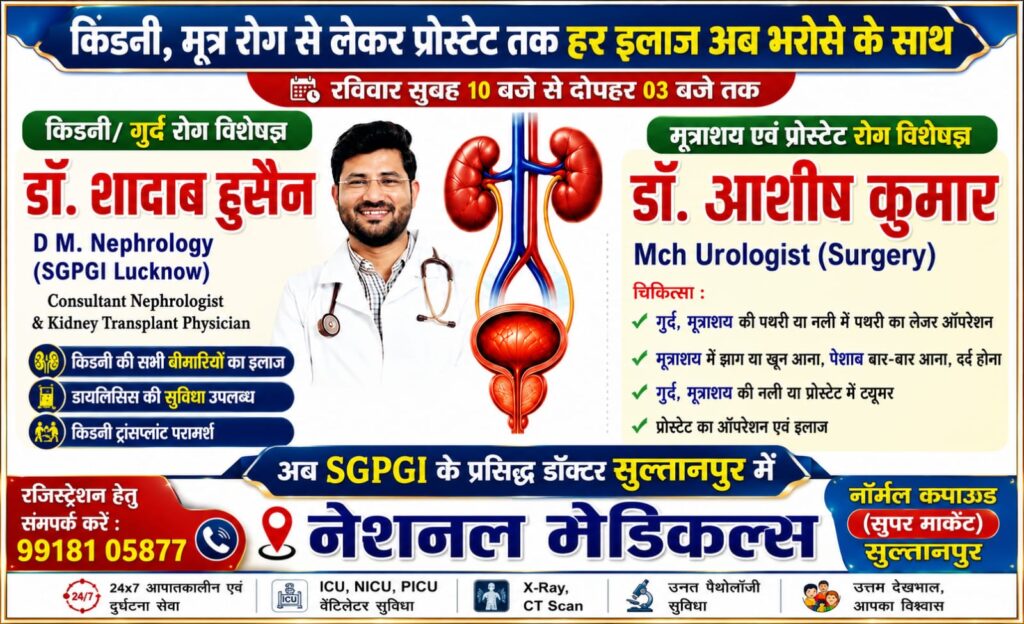 अब सुल्तानपुर में SGPGI के प्रसिद्ध डॉक्टर, किडनी-मूत्र रोग का मिलेगा भरोसेमंद इलाज